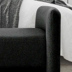 H-Frame Upholstered Bedroom Bench, Grey Teddy / Ivory / Black, 1-Seat