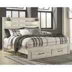 Whitewashed Panel Storage Bed with 2 Drawers & USB Ports, Sleeps 1