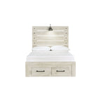 Whitewashed Panel Storage Bed with 2 Drawers & USB Ports, Sleeps 1