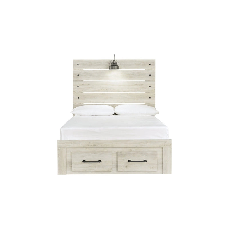 Whitewashed Panel Storage Bed with 2 Drawers & USB Ports, Sleeps 1