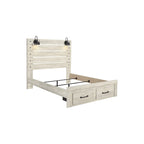 Whitewashed Panel Storage Bed with 2 Drawers & USB Ports, Sleeps 1