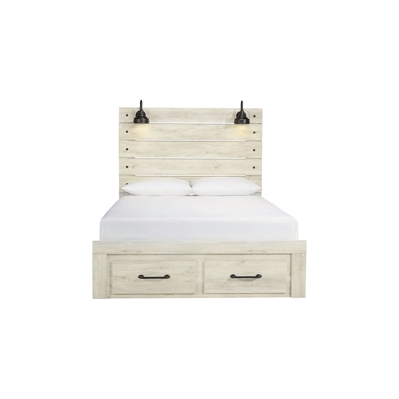 Whitewashed Panel Storage Bed with 2 Drawers & USB Ports, Sleeps 1