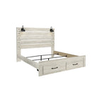 Whitewashed Panel Storage Bed with 2 Drawers & USB Ports, Sleeps 1