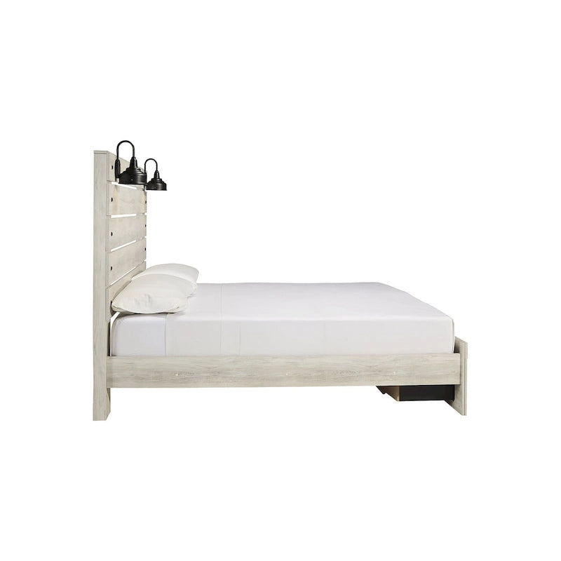 Whitewashed Panel Storage Bed with 2 Drawers & USB Ports, Sleeps 1