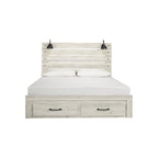 Whitewashed Panel Storage Bed with 2 Drawers & USB Ports, Sleeps 1