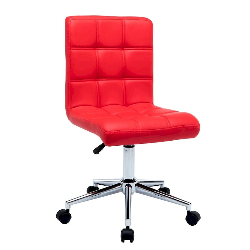 Black / Brown / Grey / Red / Pink Tufted PU Office Chair, Armless, 1-Person