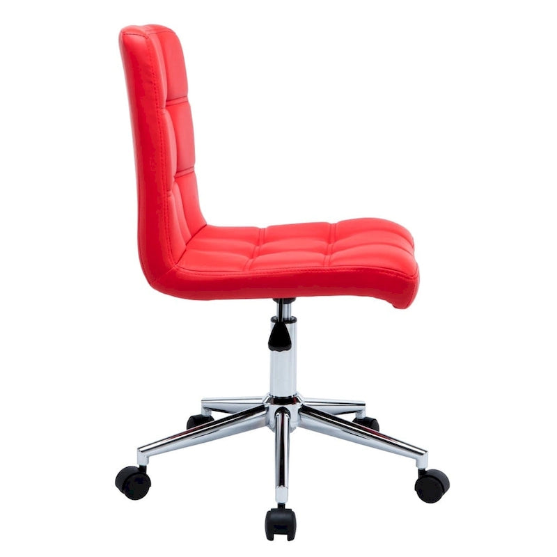 Black / Brown / Grey / Red / Pink Tufted PU Office Chair, Armless, 1-Person