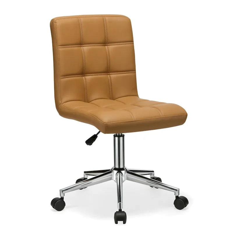 Black / Brown / Grey / Red / Pink Tufted PU Office Chair, Armless, 1-Person