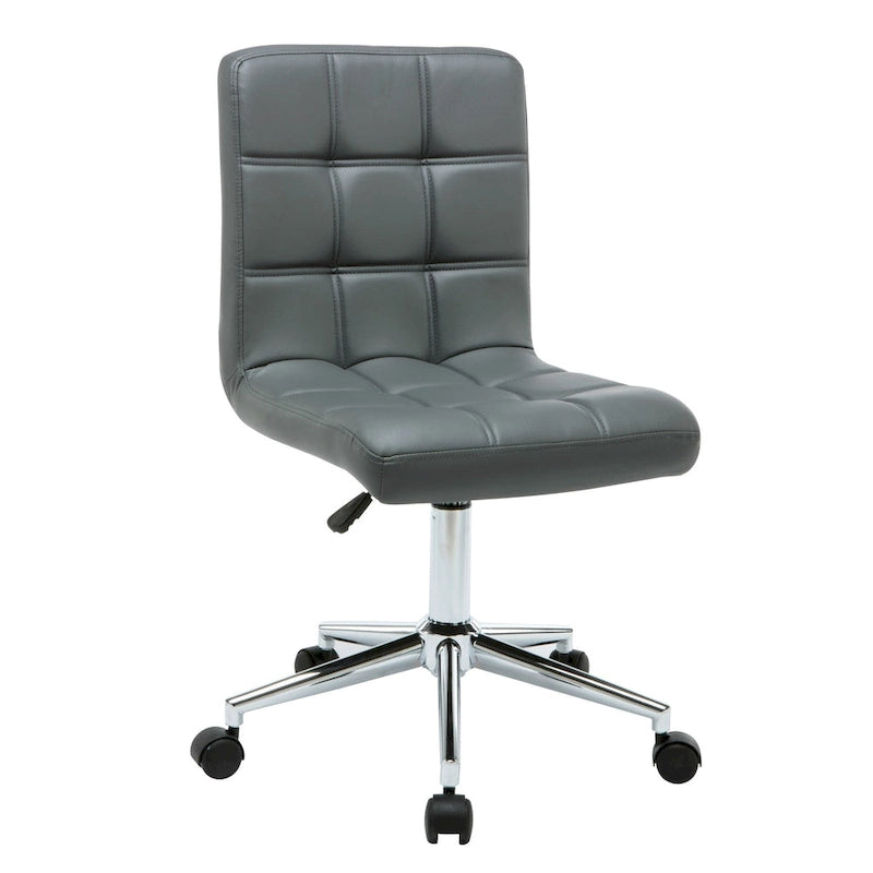 Black / Brown / Grey / Red / Pink Tufted PU Office Chair, Armless, 1-Person