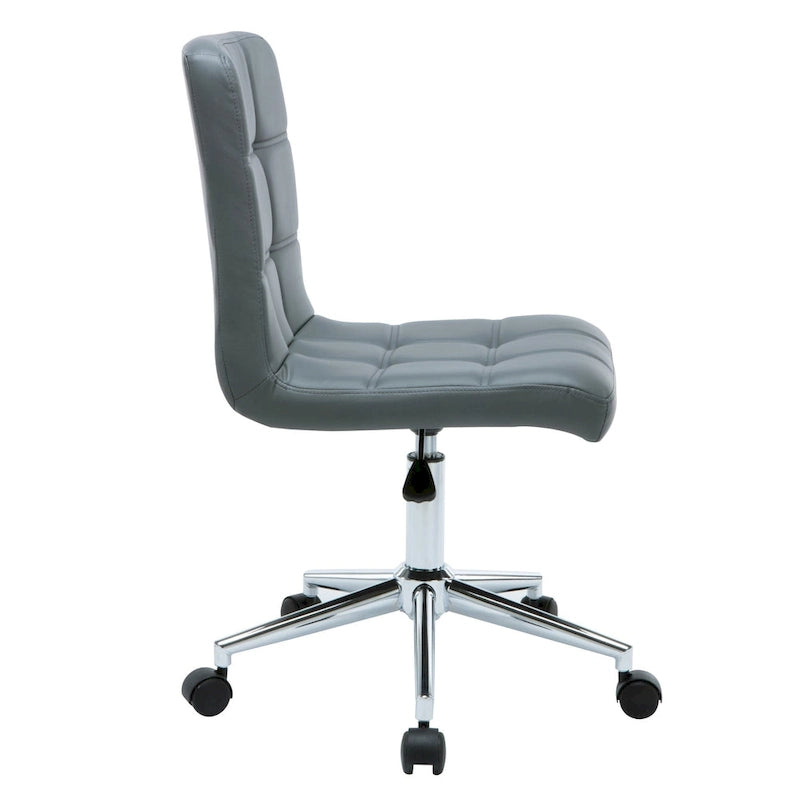 Black / Brown / Grey / Red / Pink Tufted PU Office Chair, Armless, 1-Person