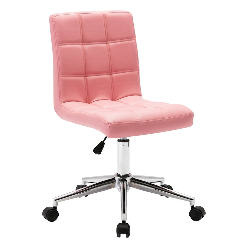 Black / Brown / Grey / Red / Pink Tufted PU Office Chair, Armless, 1-Person