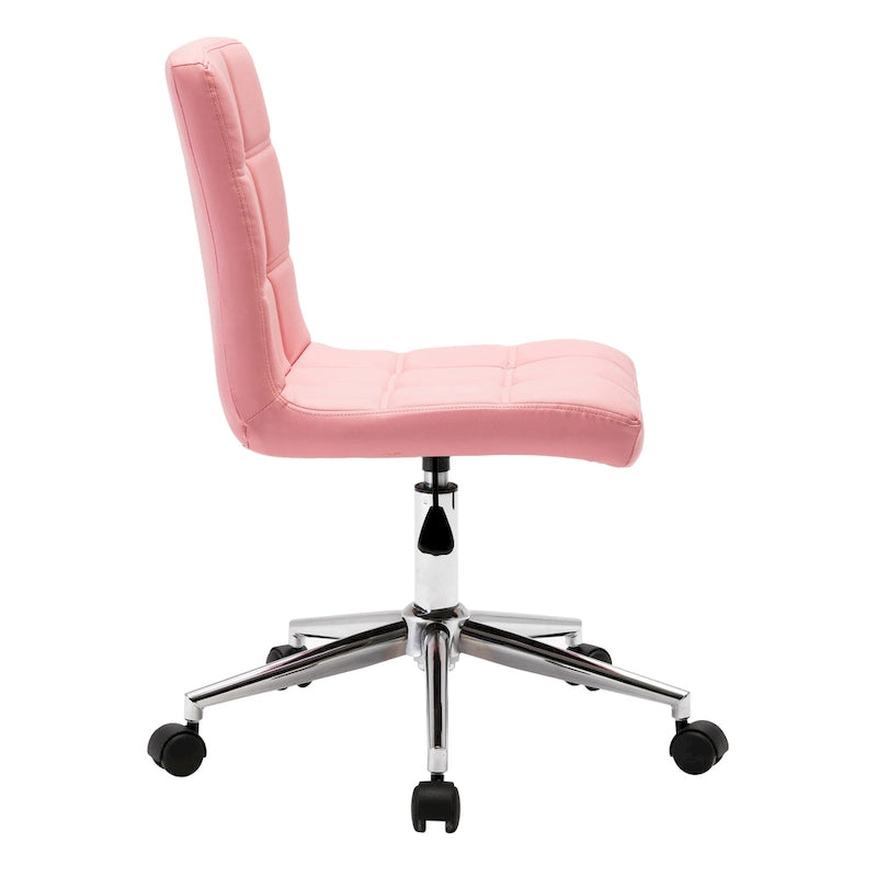 Black / Brown / Grey / Red / Pink Tufted PU Office Chair, Armless, 1-Person
