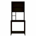 Black / Gray Oak / Light Gray Writing Desk with Hutch & 5 Open Shelves, 1-Person