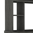 Black / Gray Oak / Light Gray Writing Desk with Hutch & 5 Open Shelves, 1-Person