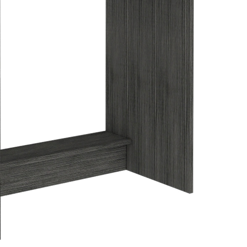 Black / Gray Oak / Light Gray Writing Desk with Hutch & 5 Open Shelves, 1-Person