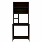 Black / Gray Oak / Light Gray Writing Desk with Hutch & 5 Open Shelves, 1-Person
