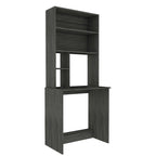 Black / Gray Oak / Light Gray Writing Desk with Hutch & 5 Open Shelves, 1-Person