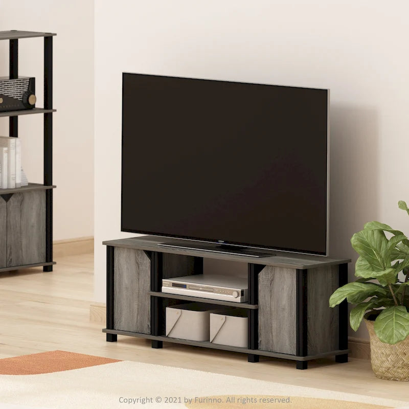 TV Stand with Shelves & Storage – French Oak/Black, Espresso/Black