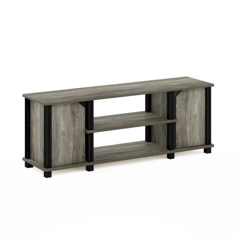 TV Stand with Shelves & Storage – French Oak/Black, Espresso/Black