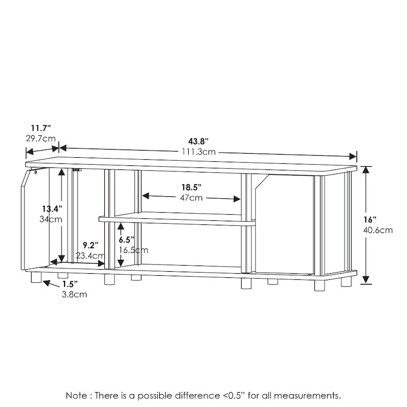 TV Stand with Shelves & Storage – French Oak/Black, Espresso/Black
