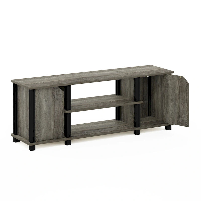 TV Stand with Shelves & Storage – French Oak/Black, Espresso/Black