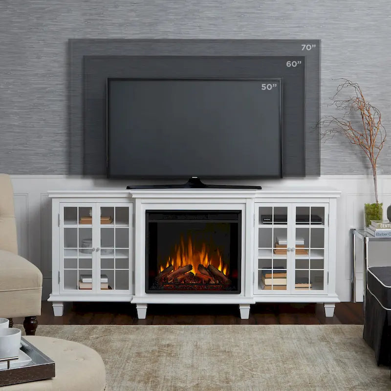 White Electric Fireplace TV Stand, Single