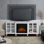 White Electric Fireplace TV Stand, Single