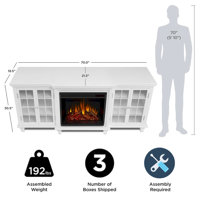 White Electric Fireplace TV Stand, Single