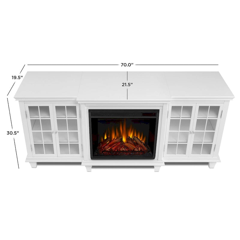 White Electric Fireplace TV Stand, Single