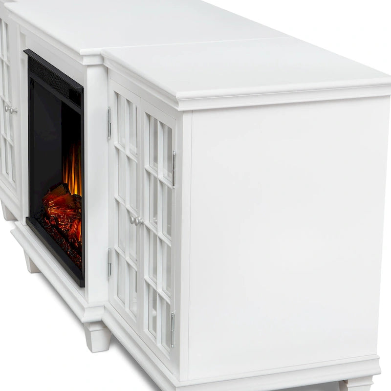 White Electric Fireplace TV Stand, Single