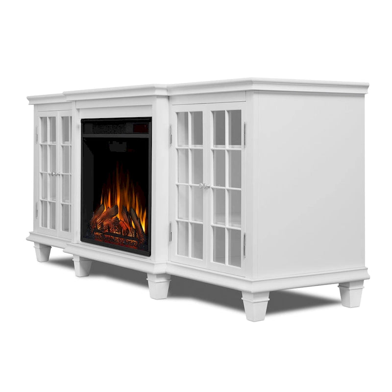White Electric Fireplace TV Stand, Single