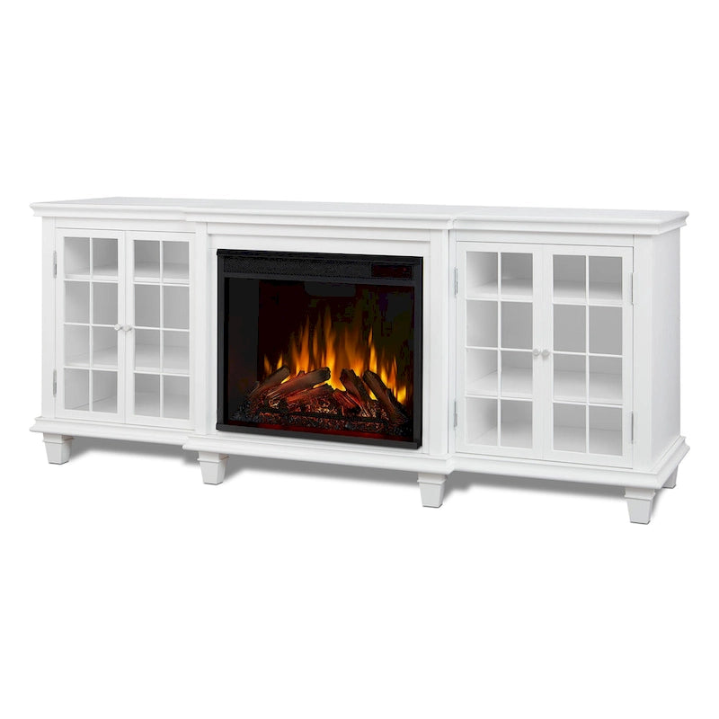White Electric Fireplace TV Stand, Single