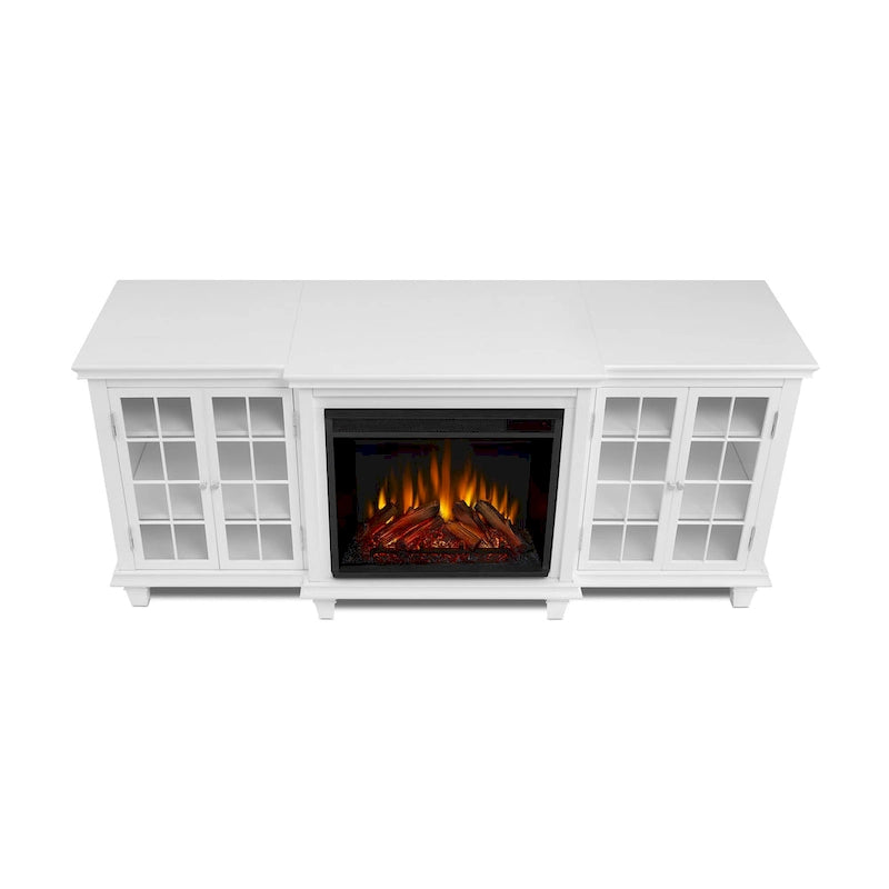 White Electric Fireplace TV Stand, Single