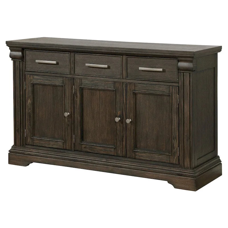 Espresso 60" Sideboard Buffet, 3 Drawers & 3 Cabinets