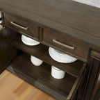 Espresso 60" Sideboard Buffet, 3 Drawers & 3 Cabinets