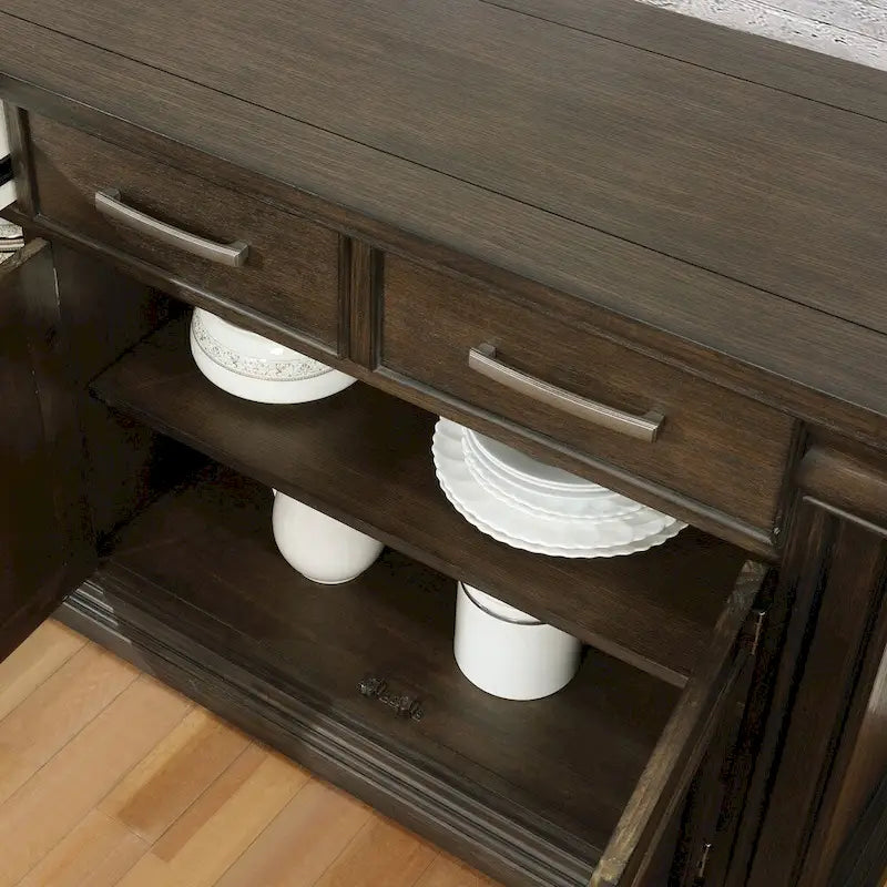 Espresso 60" Sideboard Buffet, 3 Drawers & 3 Cabinets