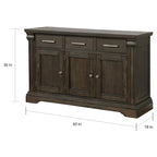 Espresso 60" Sideboard Buffet, 3 Drawers & 3 Cabinets