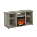 French Oak Grey / Solid White / Americano Electric Fireplace TV Stand with Open Shelves, Fits TVs up to 55"