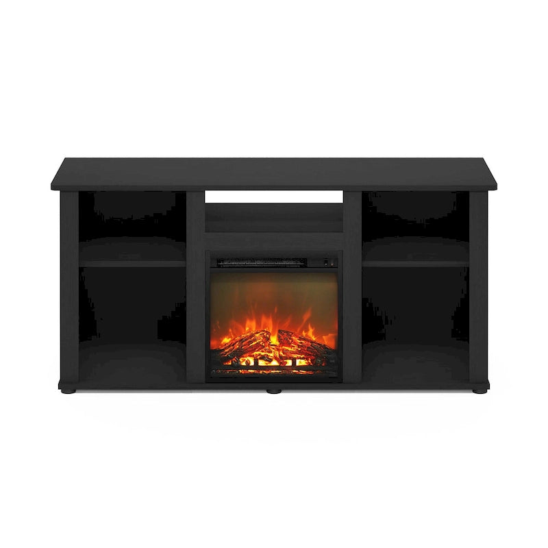 French Oak Grey / Solid White / Americano Electric Fireplace TV Stand with Open Shelves, Fits TVs up to 55"