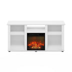 French Oak Grey / Solid White / Americano Electric Fireplace TV Stand with Open Shelves, Fits TVs up to 55"