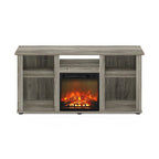 French Oak Grey / Solid White / Americano Electric Fireplace TV Stand with Open Shelves, Fits TVs up to 55"