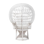 White Rattan Round-Back Accent Chair, Single