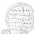 White Rattan Round-Back Accent Chair, Single