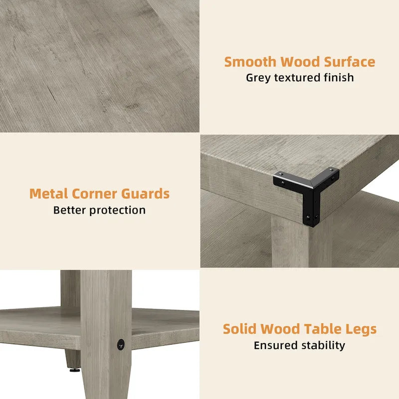 Grey Wood Top 3-Tier Farmhouse Side Table