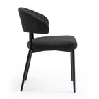 Black Boucle Dining Chair with Iron Legs, Set of 2