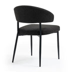 Black Boucle Dining Chair with Iron Legs, Set of 2