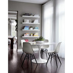 Multi-Color Armless Eiffel Chair – Plastic Seat, Black Wood Legs, 1-Person