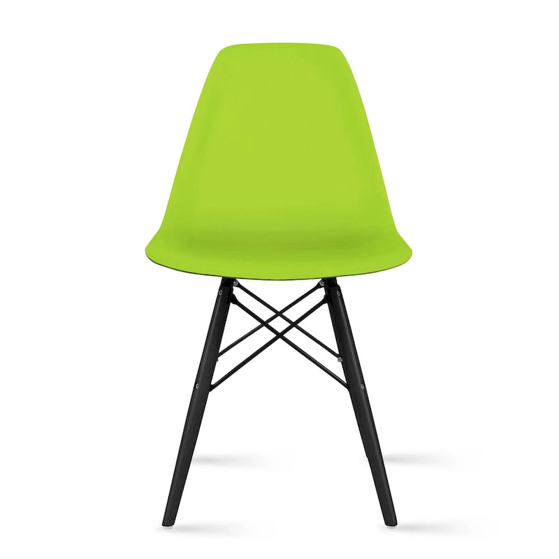 Multi-Color Armless Eiffel Chair – Plastic Seat, Black Wood Legs, 1-Person