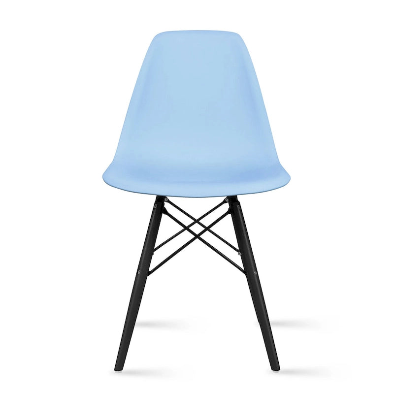 Multi-Color Armless Eiffel Chair – Plastic Seat, Black Wood Legs, 1-Person