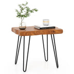 Brown Teak Wood & Metal End Table – Round / Square / Rectangular, 1-Person Use